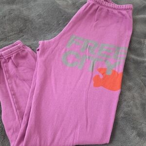 freecity Pink Logo Track Pants with Orange Accent